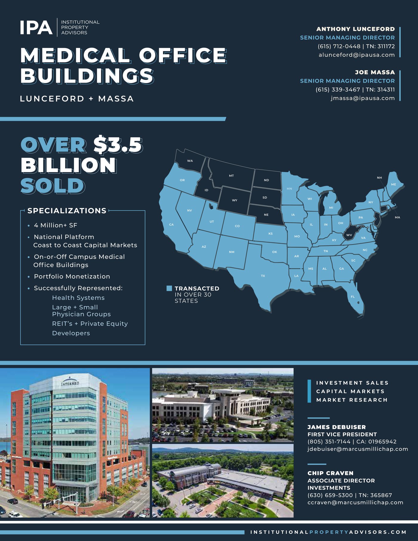 Medical office buildings team flyer — front page