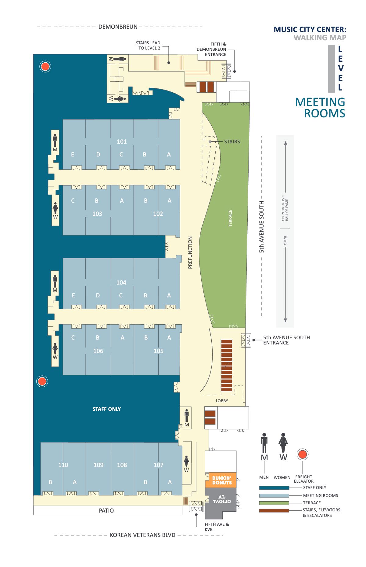 Walking map, level one meeting rooms — front page